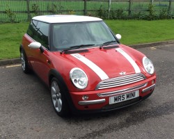 WE ARE TAKING BETS ON HOW SANTA GOT THIS Christmas Present MINI DOWN the CHIMNEY!!  2003 MINI COOPER with CHILI PACK 7 service stamps – Ideal for lost Helicopter Pilots – look at the roof!