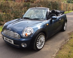 Juliette has decided this could be her Wedding Car, Congratulations…..   2009 MINI Cooper Convertible in Horizon Blue with Bluetooth, Full Leather Heated seats & so much more