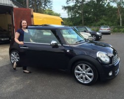 2012 MINI Cooper Chili with Sunroof and Half Leather in Reef Blue