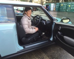 Helen chose this “Baby Blue”  2011 MINI One with Very Low Miles