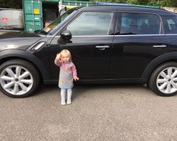 How cute are our customers !!  This young lady has chosen a new chariot for her mum…..2013 / 63 MINI Countryman Cooper S with Big Spec and Low Miles