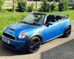 Maggie chose this 2011 Mini Cooper S Convertible in Lazer Blue with Huge Spec – the second time we sold this MINI too!