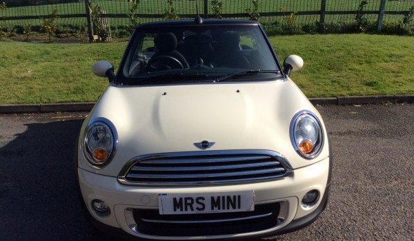 Charlotte has decided this is going to be her new MINI – 2012 MINI Cooper Convertible in Pepper White 15K miles & Chili Pack