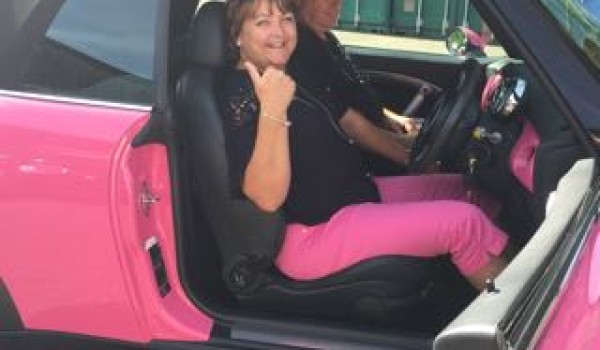 TOO LATE – YOU WON’T MISS MICHELLE IN THIS 2008 MINI Cooper S With John Cooper Works Engine Conversion – In Pink – YUP, She is very PINK