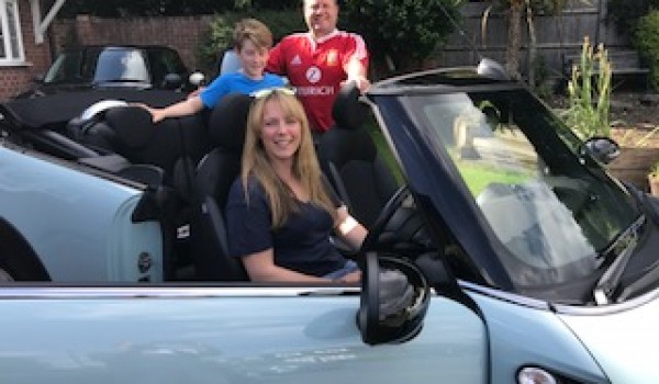 Clare has collected her 2011 MINI Cooper Convertible in Ice Blue with Chili Pack & Low Miles Just 19K!