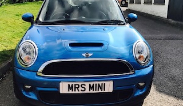 Maggie chose this 2011 Mini Cooper S Convertible in Lazer Blue with Huge Spec – the second time we sold this MINI too!