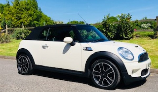 2010 MINI Cooper S Convertible In Pepper White with Full Black Lounge Leather Heated Sports Seats