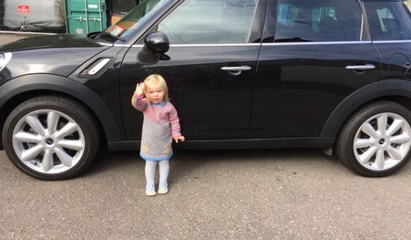 How cute are our customers !!  This young lady has chosen a new chariot for her mum…..2013 / 63 MINI Countryman Cooper S with Big Spec and Low Miles