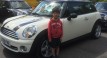 Jazz, one of our younger customers taking delivery of Mum’s car – Great Name MINI Sherald    2009 / 59 MINI Cooper with Chili Pack in Pepper White 33k miles